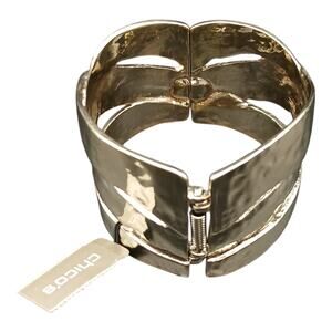 Chico’s Gold Tone Wide Hinged Cuff Bracelet Helene – New With Tags